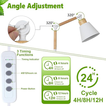 HMVPL Grow Lights for Indoor Plants Full Spectrum, Plant Lights for Indoor Growing with 20W COB Grow Light Blub, 4/8/12H Timer, Standing Tall Grow Lamp for Middle Large Plants(75'', Height Adjustable)