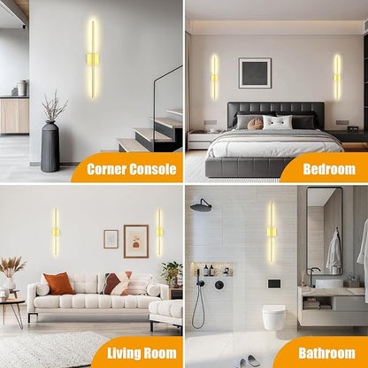 Battery Operated Wall Sconces Set of 2 Rechargeable LED Wall Lights, Dimmable 3000K-6500K, Battery Sconces Wall Decor for Bedroom Living Room Hallwayated Wall Sconce （2 Pack）