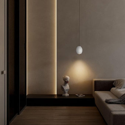 Aisilan Modern Dimmable Pendant Light, 7W LED Adjustable Hanging Light for Kitchen Island, Bedroom, Dining Room, Bar, 3000K, CRI 97+, Matte White, Triac Dimmable with Pulley Lifting System