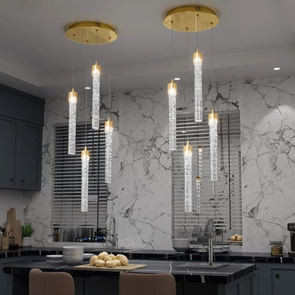 ykolupty 4-Light Pendant Lights Kitchen Island Mini Chandelier,Modern Gold Pendant Light with Remote Control,Teardrop Hanging Light Fixture for Dining Room Hallway