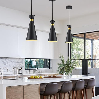 2026 New Black Gold Pendant Lights Kitchen Island Lights for Kitchen, 5.9"W Small Modern Island Lighting Fixtures 1-Light Single Farmhouse Adjustable Hanging Pendant Light Fixtures for Bar Sink, 13“H