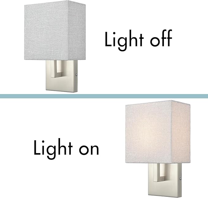 YUBOLE Wall Sconce Brushed Nickel Bedroom Wall Lights with Linen Shades for Bedroom Hallway Bathroom Set of 2