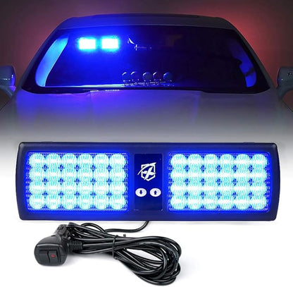 Xprite Blue LED Visor Strobe Flashing Lights Sunshield Hazard Warning Light for Law Enforcement Emergency Vehicles Trucks Cars