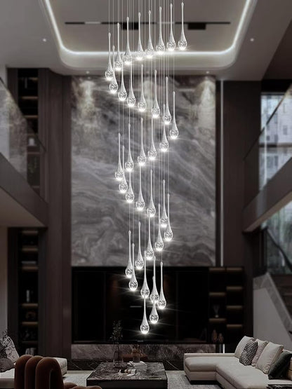 ykolupty 150in High Ceiling Chandelier for Foyer Entrance 36-Light Crystal Silver Chandelier Light Fixture Large Ceiling Light for Living Room Staircase Hallway Dining Room