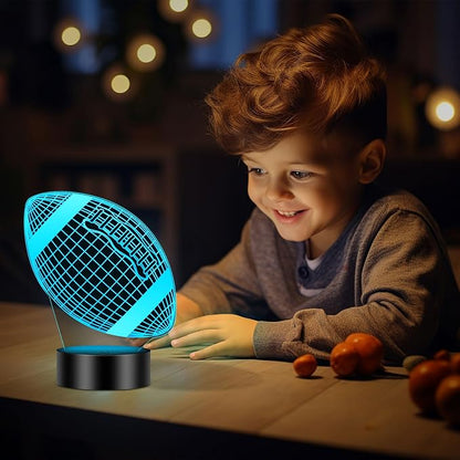 Linkax Football Gifts for Teens Boys Girls, Rugby 3D Illusion Night Light Room Decor, 6 7 8 9 10 11 12 13 Year Old Boy Gifts for Christmas Birthday Easter Sports Fan Presents
