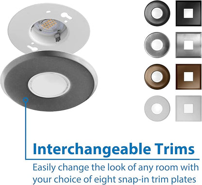 SureFit(v3) LED Flush Mount Ceiling Light, 3000K with Round Nickel Trim (DLF301203KRDNK)