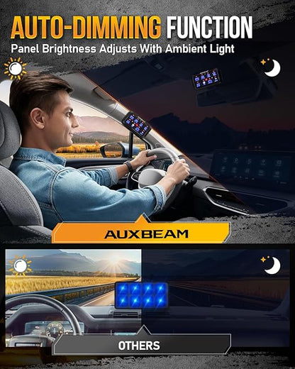 Auxbeam 8 Gang Switch Panel BB80 Universal Circuit Control Relay System Automatic Dimmable LED Switch Control Panel Switch Pod Touch Switch Box for Car Truck Offroad ATV SUV - Blue, 3 Years Warranty