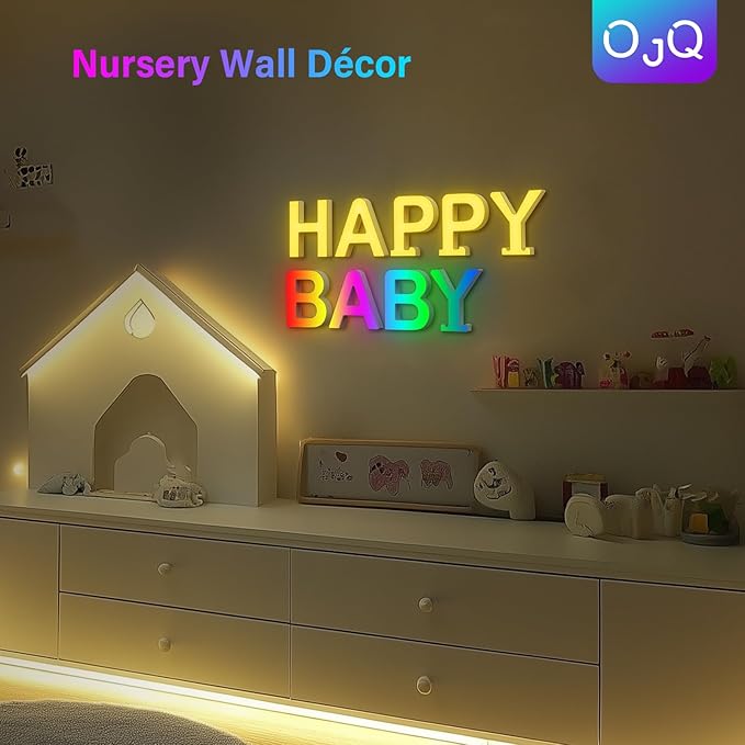 OJQ Light Up Letters LED Letter - Marquee Letters Room Decor Birthday Decorations Music Sync Color Change Colorful - Christmas Birthday Gifts for Girl - Teen Girls Gifts Party Home Wall Decor