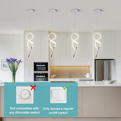 Modern Pendant Light Fixture,4500K LED Pendant Lights Kitchen Island Lighting, Adjustable Height Hanging Light for Kitchen Sink Dining Room Bedroom,1 Pack (Chrome)