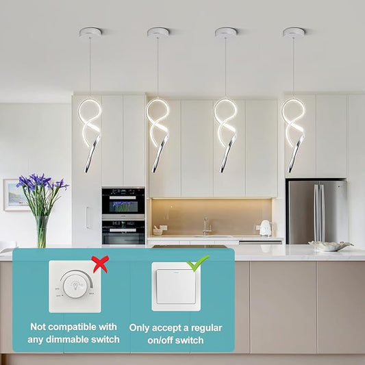 Modern Pendant Light Fixture,4500K LED Pendant Lights Kitchen Island Lighting, Adjustable Height Hanging Light for Kitchen Sink Dining Room Bedroom,1 Pack (Chrome)