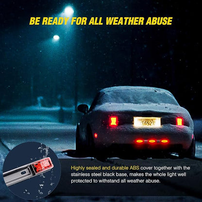 Nilight TL-11 1PC Red 9 LED ID Bar Marker Tail Black Stainless Steel Bracket for Truck Trailer Boat Identification Light