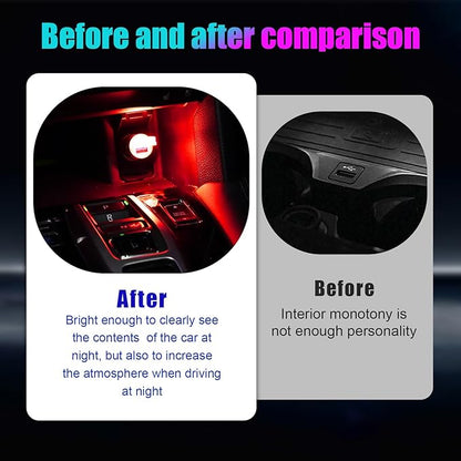 4 PCS USB LED Car Interior Atmosphere Lamp, Portable Mini LED Night Light, Plug-in USB Interface Trunk Ambient Lighting Kit, Universal Interior Car Accessories (Red)