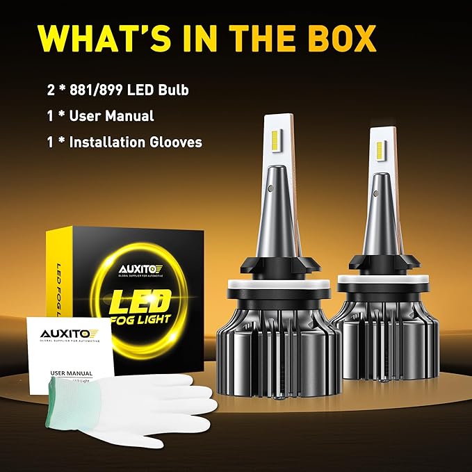 AUXITO 881 889 886 894 862 896 898 LED Fog Light Bulbs 18000LM, 1000% Brighter 6500K H27 Fog Lights, 1:1 OEM Replacement for Cars Trucks SUVs, 3-Minute Installation, IP68 Waterproof, Pack of 2