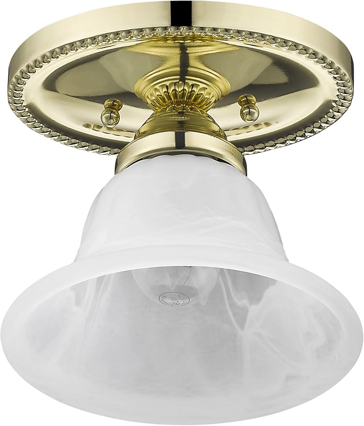 Livex Lighting 1530-02 Edgemont 1-Light Ceiling Mount, Polished Brass