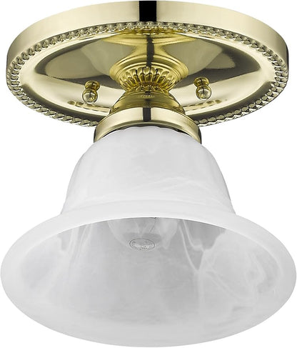 Livex Lighting 1530-02 Edgemont 1-Light Ceiling Mount, Polished Brass