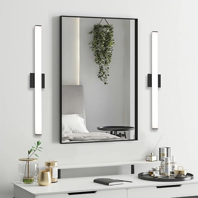Bathroom Vanity Light Brushed Nickel Square LED 24 inch 14W 4000K Natural White Light Wall Bar Lighting Fixtures Over Mirror (Matte Black, 31.5in 4000K Dimmable)