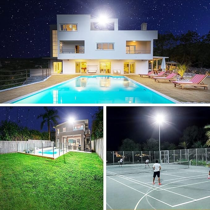 YANYCN 300W LED Flood Light Outdoor,2000W Equivalent 5000K Daylight White Super Bright FloodLight with Plug,43500LM IP66 Waterproof Commercial Lighting for Sports Fields,Counts,Arena,Stadium