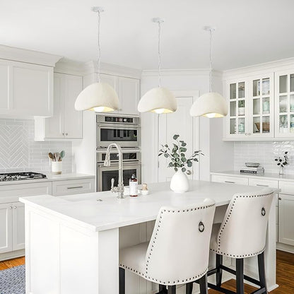 Wabi Sabi Pendant Lights,11.8in White Modern Pendant Light Resin Hanging Lamp Kitchen Island Lighting Modern Japandi Chandelier for Dining Room Bedroom Hallway Restaurant Foyer
