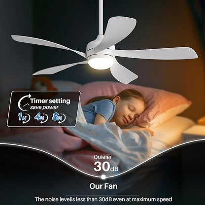 CACI Mall 52 inch Smart Ceiling Fan with Lights, Remote Control, Compatible with Alexa/Google/App, 5 Blades, Dimmable Lighting, Quiet, Indoor/Outdoor Ceiling Fans for Living Room, Bedroom, Patios