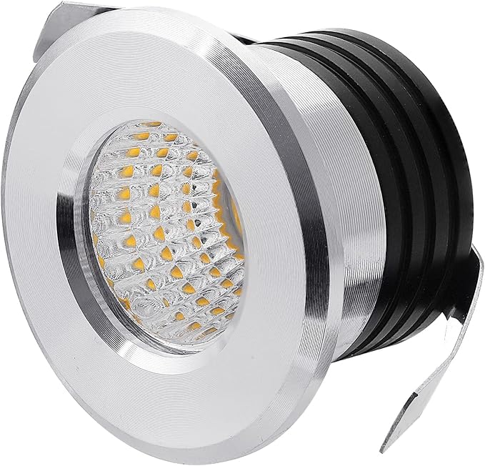 5 Pack 3W Mini LED Recessed Lighting, 1 Inch Recessed LED Lights, Under Cabinet Lighting Under Cabinet Lights 300LM 3000K Warm White AC 120V Lights with Driver Power (Warm White/Silver, 3W/5 Pack)