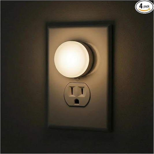 Lights By Night Mini LED Night Light, Plug-In, Dusk To Dawn Sensor, Warm White, Compact, Ambient Lighting, LED Lights for Bedroom, Bathroom, Nursery, Hallway, Kitchen, 45084, 4 Pack