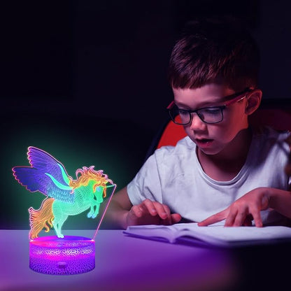 Horse Night Light, 3D Illusion Lamp with Remote Control, Timer, Multi-Color Changing, Dimmable Kids Bedroom Lamp, Led Night Light Lamp Horse Stuff for Girls & Boys, Birthday Christmas Gift