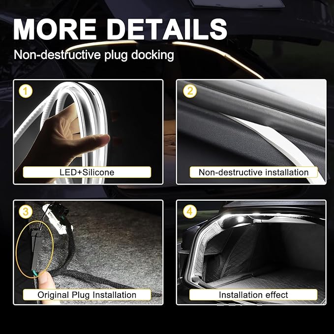 Tlyard Front Trunk LED Lights Strip for Tesla Model Y Juniper 2025 2026 Back Interior Frunk Lightning Waterproof &High Brightness Strip for Tesla Model Y Accessories