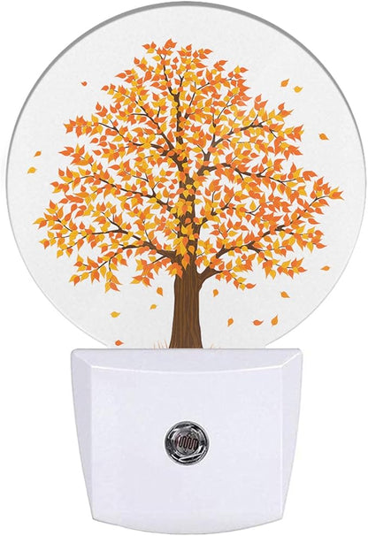 EKOBLA Maple Tree Plug-in Night Light, Fall Orange & Yellow Leaf LED Nightlight with Auto Sensor for Home Indoor Decor