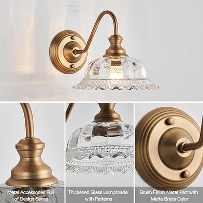 HDDFL Vintage Wall Scone Bedside Wall Lamp Matte Brass Bedside Light Fixtures Antique in Door Lighting Fixture for Living Room Porch Staircase Drawing Room Bedroom