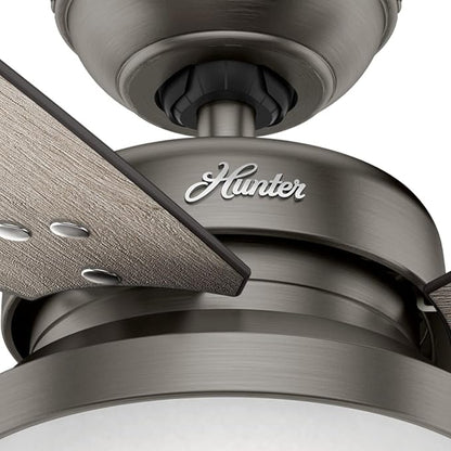 Hunter 52 inch Indoor Ceiling Fan with LED Light and Remote Control - Standard Mount Ceiling Fan, 3 Blades, For Bedroom, Living Room, or Kitchen - Sentinel 59211, Brushed Slate