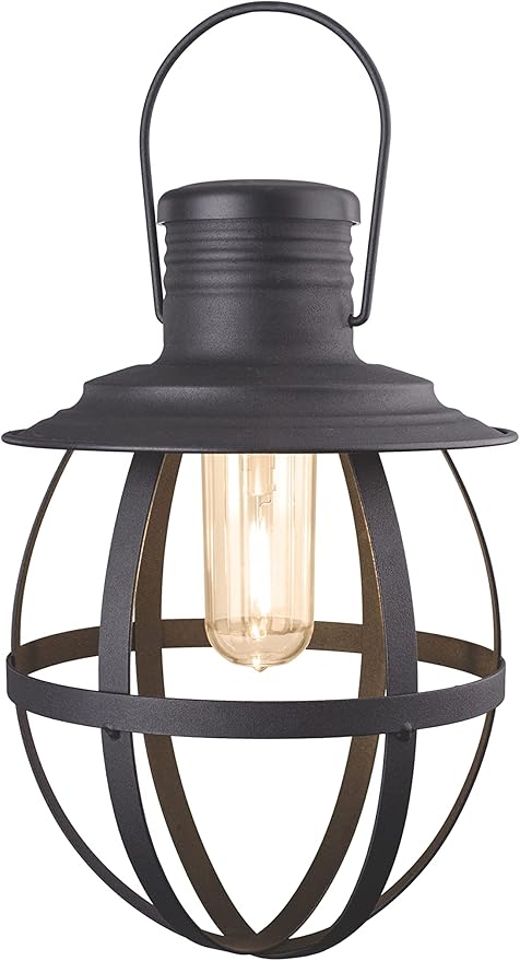 Xodus Innovations BL840 Battery Powered Outdoor Decorative LED 11 Inch Metal Hanging Lantern with Your Choice of 4, 6 or 8 Hour Automatic Timer, Black…