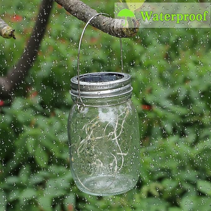 Solar Light for Mason Jars 20 LED Outdoor Fairy String Light Lids with Hangers for Jar Lantern Waterproof Rust Resist for Patio Lawn Garden Decor No Jars 10 Pack (Red, Blue, Green, Purple,Yellow)