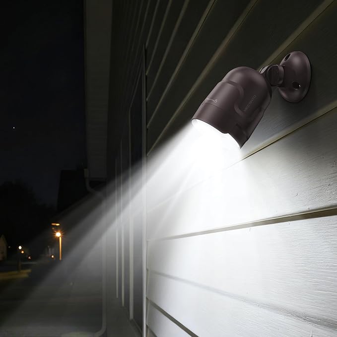 Battery Operated Motion Sensor Light Outdoor, 4000mAh Rechargeable 600 Lumen Battery Powered Spotlight Outdoor Waterproof for Porch, Garage, House (2 Pack Brown)