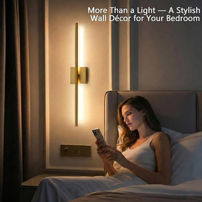 Rechargable Wall Sconce Set of Two, Modern Wireless Brass Wall Light Sconce with Remote, 28.35Inch Dimmable Indoor Home Wall Decor Lights for Bedroom, Living Room, Hallway (Bronze/Square)