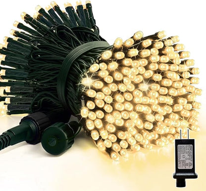 LAMPHOME 66ft Christmas Decorative Mini Lights,200 LED Green Wire Fairy Starry String Lights Plug in, 16Lighting Modes, for Indoor Outdoor Xmas Tree Wedding Party Decoration (Warm White)