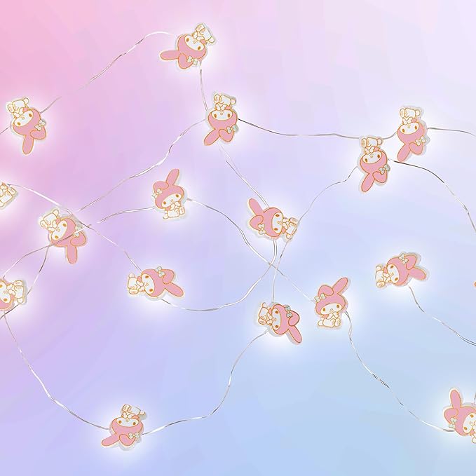 Silver Buffalo Sanrio Hello Kitty and Friends My Melody 20ct Decorative String Lights, 7 Feet Long, Battery Powered (2 AA Batteries Included), Cool White LED, Indoor Use Only