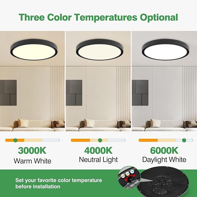 4PK 9 Inch LED Flush Mount Ceiling Light, 18W, 1860LM, 3000K/4000K/6000K CCT Selectable, Round Flat Panel Low Profile Ceiling Light Fixtures for Hallway, Kitchen, Bedroom, Laundry Room