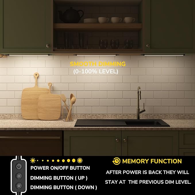 GETINLIGHT 12-inch Plug-in LED Under Counter Lights for Kitchen, Day Light 5000K, Pack of 3, IN-0110-23-SN-5K