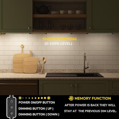 GETINLIGHT 12-inch Plug-in LED Under Counter Lights for Kitchen, Day Light 5000K, Pack of 3, IN-0110-23-SN-5K