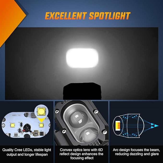 Nilight LED Pod Light 48W 4 Inch 2 PCS White Spot Beam Driving Lights IP67 Waterproof Auxiliary Offroad Lighting for Truck Tractor SUV ATV UTV Golf Cart Boat Motorcycle Dirt Bike