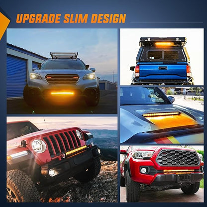Nilight Led Light Bar Amber 21 Inch 100W Super Slim Spot Flood Combo Driving Fog 9000LM 3D Off Road Lighting for Trucks Pickup SUV ATV UTV Boat 4x4 Van Camper-2 Style Mounting