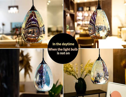 Yisuro Modern 3D Pendant Lights Kitchen Island 3 Pack, Farmhouse Colorful Glass Pendant Light with Clear Globe Shade, Kitchen Island Lighting for Dining Room Entryway, 7.8-inch Diameter