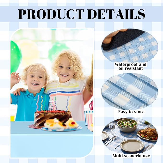 Oudain 3 Pcs Silly Goose Theme Party Blue & Sage Green & Checkered Party Tablecloth 54 x 108 Inch Plastic Rectangle Tablecloth Waterproof Table Cover for Baby Shower Silly Goose Birthday Decoration