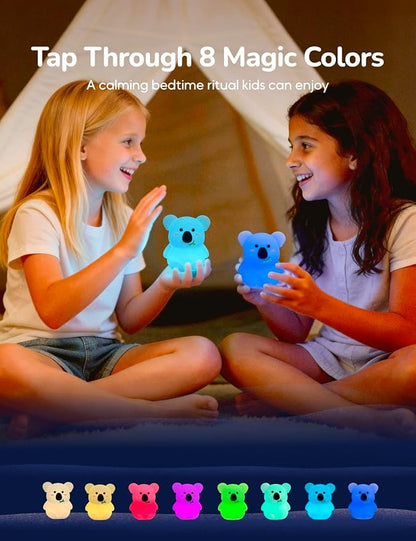 Slumber Pal Mini Koala Night Light for Kids, Silicone Squishy Night Light with 8 Color Changing, Warm Red Glow & Timer, Portable Rechargeable Night Light for Baby Car Seat, Bedroom & Travel