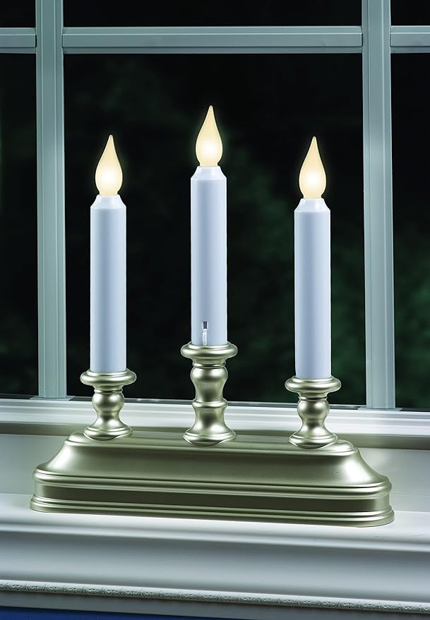 Xodus Innovations FPC1330P-3 Battery Operated 10 inch Window Candles with Tilt to Change Flame Color and Dusk to Dawn Light Sensor Timer with 3 Candle Candelabra Base (Pack of 3), Silver/Pewter