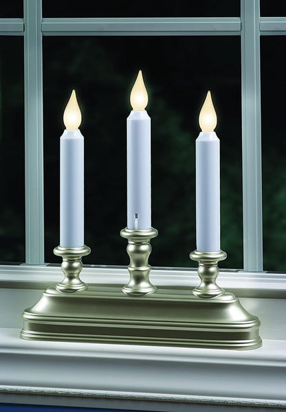 Xodus Innovations FPC1330P-3 Battery Operated 10 inch Window Candles with Tilt to Change Flame Color and Dusk to Dawn Light Sensor Timer with 3 Candle Candelabra Base (Pack of 3), Silver/Pewter