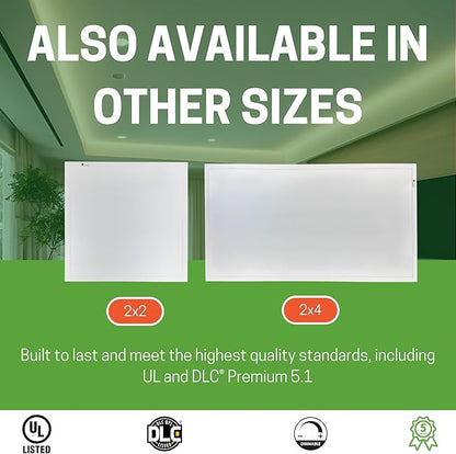 E2 LIGHTING 2 Pack 2X4 LED Flat Panel Light with Emergency Battery Backup 30W-40W-50W Wattage Selectable 3500K-4000K-5000K