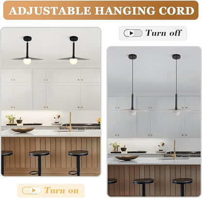 KCO Lighting Black Farmhouse Dome Pendant Light Retro Industrial Barn Pendant Lighting Modern Glass Globe Hanging Lamp Ceiling Light Kitchen Island Pendant Light Fixture (Black)