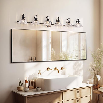 XIEDUN 45" Bathroom Light 6 Light Black Vanity Light Farmhouse Vanity Lights Vanity Lighting Fixtures (Exclude G9 Bulb)