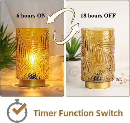 Battery Operated Table Lamp, Cordless Lamps for Home Decor, Battery Powered Nightlight with LED Bulb with Timer, Decorative Lights for Living Room Bedroom Tabletop Entryway Centerpiece Gift(S Yellow)